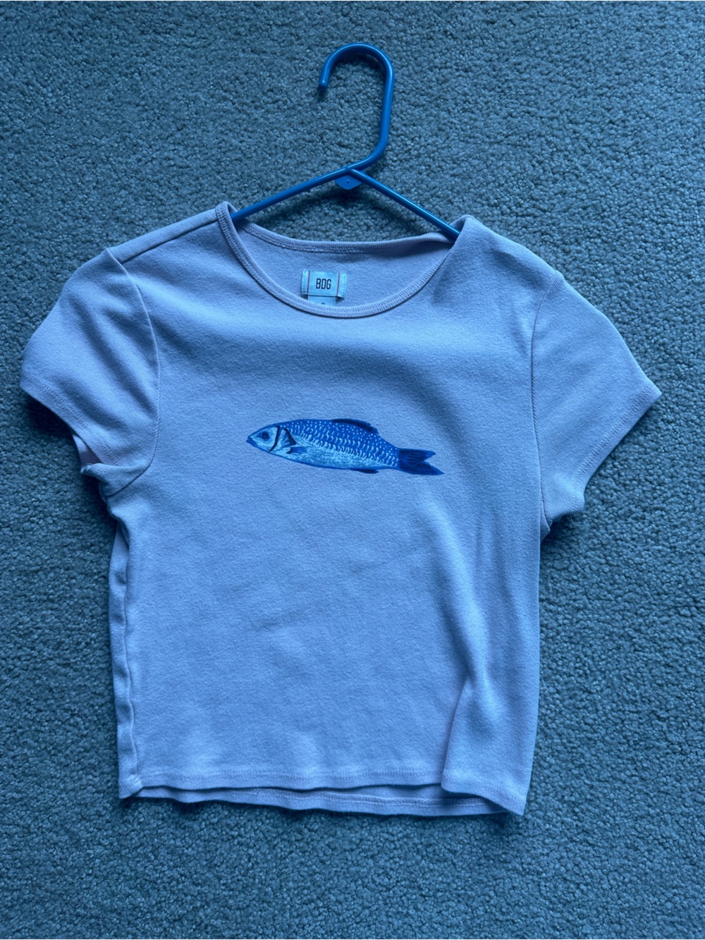 Urban Outfitters Light Pink Tee with Blue Fish Graphic